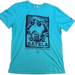 Batela Graphic T-Shirt Men’s Large Blue Nautical Sailor Tee NWT Cotton Casual‎